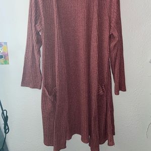 soft burgundy cardigan with pockets